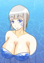 alluring bikini blue_eyes female mashin_sentai_kiramager mokuro mokuro_(artist) pool silver_hair super_sentai swimming_pool wet yodonna