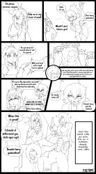 ball_gag black_and_white bondage bondage_gear boots comic corruption crown dialogue fae_(faetomi) faetomi fairy fairy_wings hypnosis monochrome original original_character princess text tiara