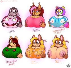 anthro areola big_breasts breasts cleavage clothed clothing digital_media_(artwork) drxii ear_piercing equid equine female fur giant_panda hair hi_res horse huge_breasts kobold kobold_quest lustre_(drxii) mammal marika_(teer) miss.rainbow_dream-panda mouse murid murine nipples non-mammal_breasts open_mouth piercing pony reptile rodent scalie sciurid shirt simple_background solo starry-eyed_surprise template topwear tree_squirrel ursid white_body white_fur