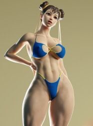 1girls 3d 3d_(artwork) abs big_breasts bikini brown_eyes brown_hair capcom chun-li chun-li_(fortnite) clothed clothes clothing female female_only fortnite fully_clothed muscular_female nipples_visible_through_clothing revealing_clothes solo street_fighter swimsuit tagme thick_thighs thong thong_bikini wide_hips wotm8h8