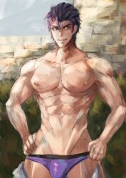 abs balthus_von_albrecht boxers boxers_only buldge fire_emblem fire_emblem:_three_houses gallant1110 haimanga hands_on_hips male_focus male_only more_at_source pants_down pecs sample trousers_down