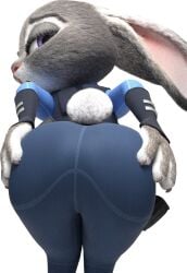 anthro bunny_girl clothing judy_hopps looking_at_viewer looking_back looking_over_shoulder pahanrus2 police_uniform policewoman presenting_hindquarters rabbit rabbit_girl tagme zootopia