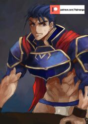 abs armor bara captured chained chained_wrists chains damaged_armor damaged_clothes damaged_clothing fire_emblem fire_emblem:_the_blazing_blade gallant1110 gay haimanga hector_(fire_emblem) male male_focus male_only manacles more_at_source prisoner sample torn_clothes torn_clothing yaoi