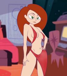 athletic athletic_female breasts busty cleavage daphne_dress disney disney_channel dress erect_nipples female female_focus female_only green_eyes hourglass_figure kim_possible kimberly_ann_possible long_hair nipple_bulge red_dress red_hair sideboob skimpy skimpy_clothes skimpy_dress small_breasts standing tagme upgradeturtle wide_hips