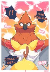 abstract_background ambiguous_gender ambiguous_penetrated anthro anthro_on_feral anthro_penetrating anthro_penetrating_feral ari_the_talonflame avian beak bodily_fluids braixen canid canine comic dialogue duo ellie_the_braixen english_text exclamation_point face_in_chest feathered_wings feathers female female/ambiguous female_on_feral female_penetrating female_penetrating_ambiguous feral feral_penetrated fluffy fluffy_tail fur hi_res inner_ear_fluff mammal nikkibunn nintendo orange_body orange_feathers penetration pokémon_(species) pokemon pokemon_(species) red_body red_fur sex shaded spread_wings stick sweat talonflame text thrusting tuft unseen_male_face video_games white_body white_fur wings yellow_body yellow_fur zoophilia