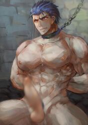 abs arms_behind_back arms_tied_behind_back bara buldge captured chained chained_collar chains collar erection fire_emblem fire_emblem:_the_blazing_blade gallant1110 gay haimanga hands_behind_back hector_(fire_emblem) leash_and_collar male male_focus male_only manacles more_at_source nude nude_male pecs penis prisoner sample yaoi