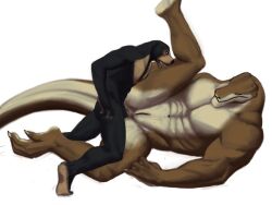 4:3 absurd_res anthro duo hi_res humanoid kello_(mamaubear) lizard male male/male mamau_(mamaubear) mamaubear mammal muscular muscular_male reptile scalie size_difference submissive submissive_male sun_bear ursid ursine