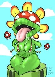 anthro big_lips_no_eyes bikini bikini_top clothing elemental_creature elemental_humanoid female flora_fauna genderswap humanoid lettuceoncat mario_(series) nintendo petey_piranha piranha_plant plant plant_humanoid plantie rule_63 solo super_mario_sunshine swimwear video_games