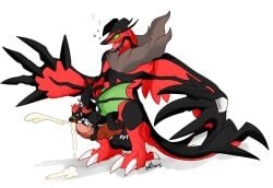 anthro claws cum furry nelsonnoir open_mouth original_character pokemon pokemon_(species) pokemon_xy size_difference wings yveltal