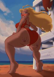 1girls blonde_hair female lifeguard_(lilo_and_stitch) lilo_and_stitch no_text_version planz34 smooth_skin swimsuit tan-skinned_female tan_body tan_skin