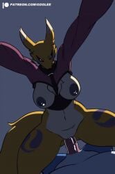 animated anthro bandai_namco black_sclera blue_eyes bottomless bouncing_breasts breasts chest_tuft clothed clothing cowgirl_position digimon digimon_(species) dipstick_ears duo dutch_angle erection female female_on_top female_penetrated first_person_view from_front_position fur furry genitals goolee looking_at_viewer male male/female male_penetrating male_penetrating_female multicolored_ears navel on_bottom on_top penetration penis pink_penis pussy renamon sex short_playtime thick_thighs tuft vaginal_penetration yellow_body yellow_fur