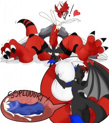 anal anal_sex anthro claws digimon furry gay heart male nelsonnoir original_character penetration red_scales scalie size_difference veiny_penis wargrowlmon wings yaoi