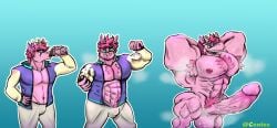 1boy absurd_res anthro armpit_hair balls bodily_fluids body_hair bovid brutification caprine cenies chest_hair clothing dilly_goat fur genitals goat growth hair hairy hi_res himbo himbofication humanoid jacket jock letterman male male_only mammal muscle_growth muscular penis pink_body pink_fur pink_hair pubes sequence short_stack shortstack solo steam sweat sweaty_balls sweaty_genitalia sweaty_penis tight_clothing topwear transformation translucent translucent_clothing vein veiny_penis