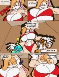 breast_expansion chao_(sonic) comic cream_the_rabbit giantess mobian_(species) muscle muscle_growth muscles redsaber sega sonic_(series) sonic_the_hedgehog_(series) tails