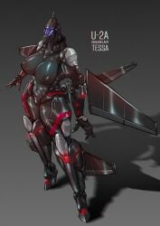 aeromorph agitype01 aircraft anthro big_breasts female female_only living_aircraft living_machine mecha metal_gear metal_gear_rising robot simple_background tess_(pechallai) u-2 u-2a