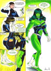 1girls 2008 ass_expansion big_breasts bodysuit breast_expansion breasts color comic dialogue drawn female female_only green-skinned_female green_skin hair_growth hulk_(series) hulked_out human large_breasts light-skinned_female light_skin long_hair manicart1 maria_hill marvel muscle_growth muscular_female ripped_clothing s.h.i.e.l.d. she-hulk solo solo_female speech_bubble syringe torn_bodysuit torn_clothes transformation transformation_sequence