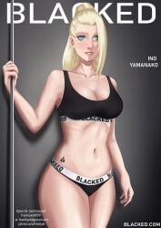 1girls big_breasts black_bra black_panties blacked blacked_clothing blonde_hair blue_eyes blush female female_only fit fit_female freshlyet highres ino_yamanaka lingerie lips lipstick makeup naruto naruto_(series) naruto_shippuden panties pole pole_dancing queen_of_spades self_upload solo solo_female solo_focus standing tattoo underwear