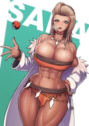 1girls abs bimbo bimbo_body breasts bursting_breasts cigarette cigarette_smoke cleavage female female_only hourglass_figure huge_breasts human kingbang kongman99 large_breasts looking_at_viewer muscular muscular_female muscular_thighs naughty_face pokemon pokemon_sv professor_sada_(pokemon) revealing_clothes seductive_look seductive_smile smile smoke smoking solo solo_female standing thick_thighs tight_clothing voluptuous wide_hips