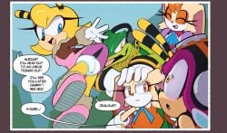 anthro blush charmy_bee cream_the_rabbit euf-dreamer fully_clothed jealous jealousy panties print_panties print_underwear saffron_bee sega sonic_(series) sonic_the_hedgehog_(archie) underwear upskirt vanilla_the_rabbit vector_the_crocodile