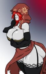 1girls 4mal big_ass black_elbow_gloves black_garter_straps black_stockings black_tubetop breasts cleavage color cowl dark_souls dark_souls_2 desert_sorceress dress elbow_gloves female_only fromsoftware garter_straps goth grey_skin hair_over_eyes huge_breasts large_ass large_breasts large_thighs latex_gloves red_dress red_hair shushing solo solo_female stockings thick_ass thick_thighs thighhighs thighs tubetop wide_hips