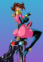 1futa 2005 ass bodysuit breasts brown_hair bulge cameltail curvaceous dildo domon_kasshu facesitting futadom futanari g_gundam gundam hairband huge_breasts human intersex large_breasts latex latex_futa latex_gloves legs light-skinned_futanari light_skin long_legs mimasaka_hideaki mobile_trace_suit penis pilot_suit rain_mikamura short_hair sitting_on_person thighs uncensored