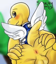 anthro anus ass bald balls blush close-up hand_on_ass koopa koopa_troopa looking_at_viewer looking_back male male_only mario_(series) nintendo nude paratroopa presenting presenting_hindquarters reptile sailorsyaoran scalie shell smile solo spikes standing super_mario_bros. turtle wings