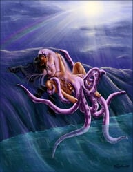 2boys anal anal_insertion anal_sex autopenetration black_hair fantasy gay long_hair male male_only monster monster_boy multiple_boys nude ocean octopus_tentacle outdoors penis rain tentacle tentacle_on_male topless uncensored water wet white_hair yaoi zardra