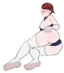 1girls ambiguous_gender androgynous big_ass big_breasts blush blush_lines brown_eyes female female_only hand_on_ass humanoid land_of_the_lustrous legwear light-skinned_female light_skin littlej_(zi19191) long_socks nipples pink_nipples rule_63 rutile_(land_of_the_lustrous) sweatdrop swimsuit two_tone_hair white_background