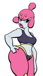 1girls anthro big_lips breasts cleavage female female_focus female_only game_freak grey_skin large_breasts lips lipstick lovetopullmicke medicham nintendo pink_lips pink_lipstick pokémon_(species) pokemon sports_bra thick_lips thick_thighs thighs