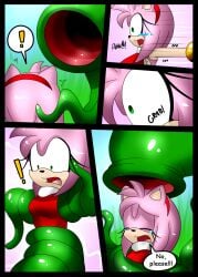 ambiguous_gender amy_rose angeloid003 anthro comic comission duo eulipotyphlan female female/ambiguous female_prey flower forced hedgehog hi_res mammal mobian_hedgehog mobian_prey plant plant_pred plant_vore sega sonic_(series) unwilling_prey vore