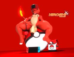 3d_(artwork) anthro anthrofied balls ballsack bottomless bottomless_male charmeleon completely_nude completely_nude_male erect_nipples erect_penis erection humanoid humanoid_genitalia humanoid_penis looking_at_viewer male male_only muscular muscular_anthro muscular_male nipples nude nude_male pecs pectorals penis penis_out pokémon_(species) pokeball pokemon reptile saiyangoku4_(artist) scalie sfm slightly_chubby source_filmmaker tongue tongue_out veiny veiny_penis wink winking_at_viewer