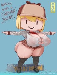 areola_bulge blonde_hair female female_only hololive hololive_english hololive_myth hourglass_figure meme miniskirt overflowing_breasts pornomagnum shortstack smol_ame solo_female t-pose tagme thick_thighs thighhighs thighs threatening tight_clothing virtual_youtuber vtuber watson_amelia yellow_hair your_mom