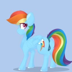 absurd_res animal_genitalia animal_pussy anus blue_background blue_body blush clitoris cutie_mark dock equid equine female feral friendship_is_magic genitals gusty8787 hair hasbro hi_res horse looking_at_viewer looking_back mammal multicolored_hair multicolored_tail my_little_pony pegasus pink_eyes pony pussy rainbow_dash_(mlp) shaded simple_background smile solo teeth wings