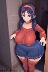 ai_generated big_breasts blue_eyes blue_hair breasts female_only hell-pantsu miside mita_(miside) white_body