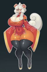 anthro anthrofied ass big_ass big_breasts breasts canine clothed clothing female female_only fur furry furry_only growlithe hair_over_eyes hisuian_growlithe large_breasts nintendo nopucca pokémon_(species) pokemon tail thick_thighs thighhighs thighs thunder_thighs wide_hips