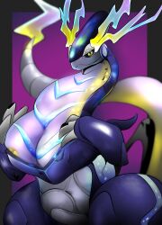 absurd_res anthro big_breasts breasts dragon female female_focus female_only hi_res miraidon nintendo oumseven paradox_pokemon pokémon_(species) pokemon pokemon_only pokemon_sv scalie solo thick_thighs video_games