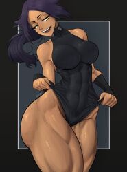 1girls abs big_breasts bleach dark-skinned_female dark_skin limn044 muscular muscular_female shihouin_yoruichi thick_thighs thighs yellow_eyes