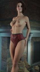 3d braless breasts exposed_breasts jill_valentine kyle_phalanx no_bra no_pants panties pantsless resident_evil underwear