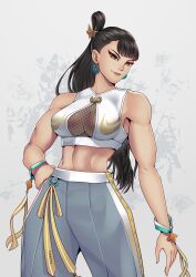 1girls alternate_version_available asian asian_female breasts brown_hair brown_hair_female brunette_hair chinese chinese_female chun-li female female_focus female_only fishnets fully_clothed light-skinned_female light_skin looking_at_viewer solo solo_female solo_focus street_fighter street_fighter_6 thotlerrr treartz video_game_character