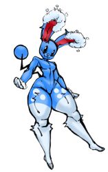 2023 :3 ambiguous_gender anthro azumarill azumunny belly belly_button blue_body bunny_ears chest curvaceous curvy curvy_figure furry game_freak hourglass_figure lagomorph looking_at_viewer lopunny nintendo pokemon pokemon_(species) pokemon_fusion pokemon_infinite_fusion solls0ll spots tail thick_thighs thighs voluptuous white_background white_body white_fur wide_hips