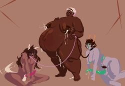 1girls 2futas areolae breasts dark-skinned_female dark-skinned_futanari dark_skin female furry futanari homestuck humanoid humanoid_penis jade_harley juneylewds kanaya_maryam kneeling light_skin nipples nude pregnant pregnant_belly pregnant_female rose_lalonde source_request standing tentacle_penis