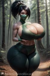 1girls ai_generated akali angry angry_expression angry_face armpits asian asian_female athletic athletic_female big_breasts black_hair breasts breasts_bigger_than_head cleavage curvaceous curves curvy curvy_body curvy_female curvy_figure curvy_hips female female_only green_clothing green_mask hi_res high_resolution highres hips hips_wider_than_shoulders hourglass_figure huge_breasts hyper_hips league_of_legends legwear long_legs mask masked masked_female massive_breasts massive_thighs riot_games serious shiny_skin solo solo_female solo_focus stable_diffusion tattoo thick_thighs thicknesslord voluptuous voluptuous_female wide_hips yellow_eyes