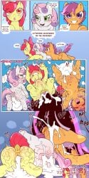 2023 after_sex age_difference apple_bloom_(mlp) bodily_fluids cold-blooded-twilight comic cum cum_in_pussy cum_inside digital_media_(artwork) earth_pony equid equine female feral feral_on_feral forced friendship_is_magic furry genital_fluids green_eyes gynomorph gynomorph/female hasbro hooves horse intersex intersex/female mammal my_little_pony orange_body orange_eyes orange_fur pegasus pink_hair ponut pony purple_body purple_eyes purple_fur purple_hair pussy rape rear_view red_hair scootaloo_(mlp) sweetie_belle_(mlp) tail tears tongue tongue_out twilight_sparkle_(mlp) unicorn white_body white_fur wings yellow_body yellow_fur young