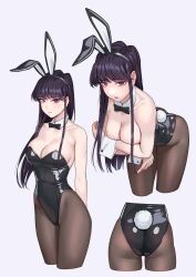 ass big_breasts black_hair bunny_costume bunny_ears bunny_girl bunny_tail bunnysuit female female_only fully_clothed komi-san_wa_komyushou_desu komi_shouko long_hair pantyhose revealing_clothes shiny_clothes small_waist tight_clothing yuuji_(and)