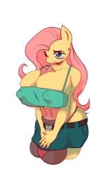 1futa animal_genitalia animal_penis anthro autopaizuri autopaizuri_under_clothes big_breasts big_nipples big_penis breasts clothed clothing crazywallop equid equine equine_genitalia equine_penis fluttershy_(mlp) friendship_is_magic fully_clothed futanari genitals gynomorph hasbro hi_res horse huge_breasts huge_cock intersex mammal my_little_pony nipples penis penis_between_breasts pony solo thong underwear