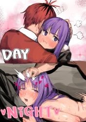 1boy 1girls aroused female fern_(sousou_no_frieren) grabbing_hair heart heart-shaped_pupils hugging implied_sex instant_loss_2koma light-skinned_female looking_pleasured meme messy_hair nude pout prone_bone purple_hair red_hair sake_(vzty5527) sex sex_from_behind sometimes_like_this_also_like_that sousou_no_frieren stark_(sousou_no_frieren) straight suggestive sweat thrusting tongue_out