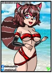 1girls beach gift_bow latam_virtual_youtuber owozu raccoon_girl rakkun virtual_youtuber vtuber vtuberfanart wolfbiofox69