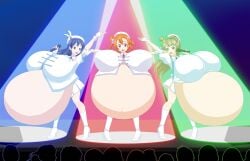 3girls breasts_bigger_than_head huge_breasts hyper hyper_pregnancy kousaka_honoka love_live! minami_kotori pregnant ready_to_pop saburox sonoda_umi