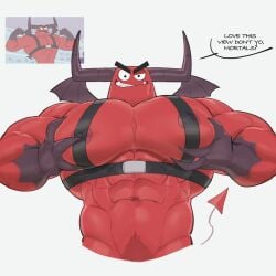 bara demon demon_(rat_snacks) fishingmanmax horns male male_only muscles muscular rat_snacks red_body red_skin speech_bubble