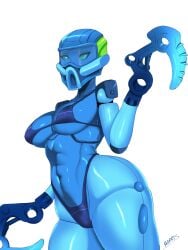 1girl 1girls bionicle blue_body clothed clothed_female gali hook lego mask masked masked_female morris robot robot_girl robot_humanoid solo solo_female swimsuit thick_ass thick_thighs toa